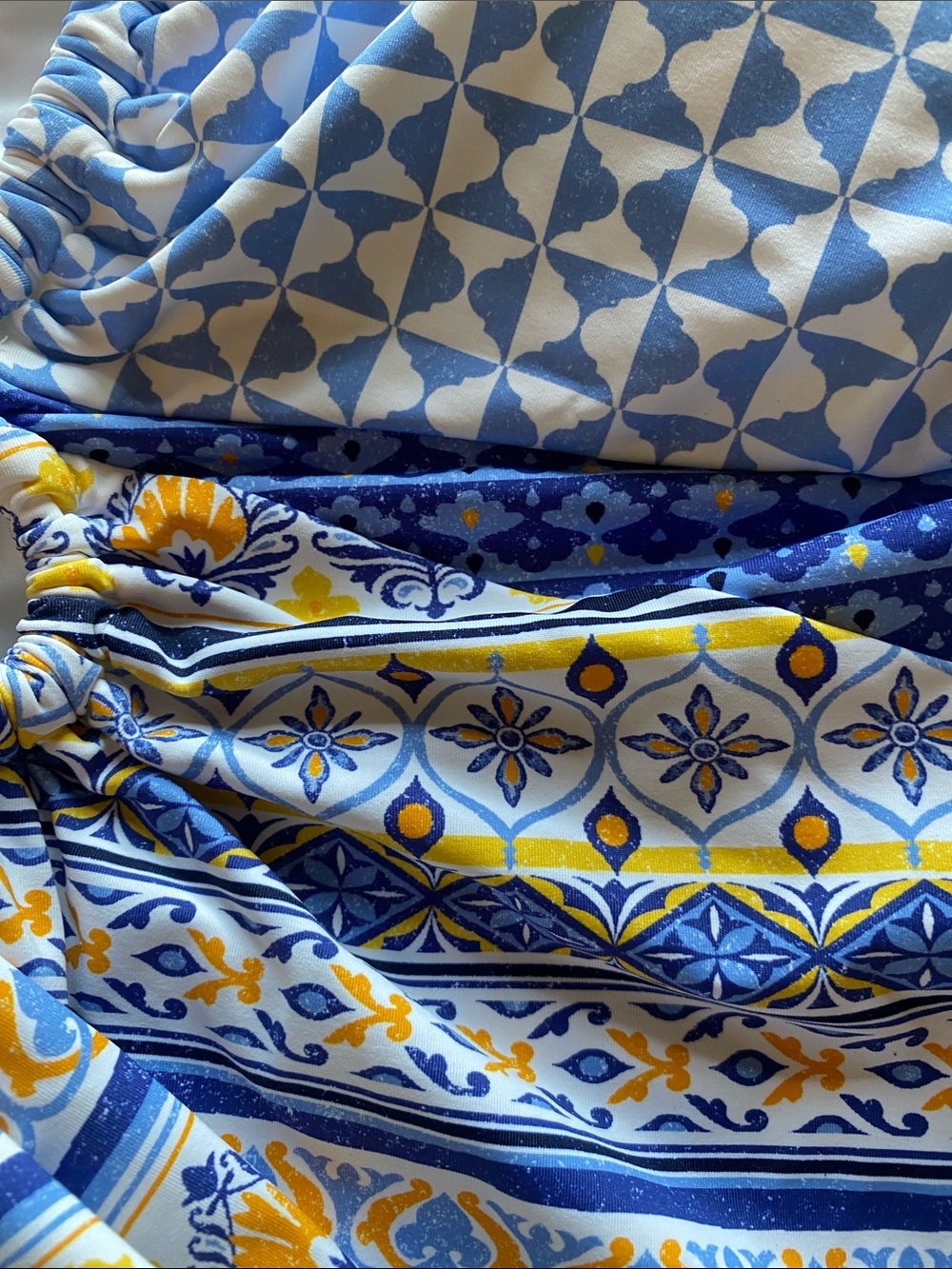 Lands' End Blue and Yellow Patterned womans One-Piece Swimsuit - Picture 3 of 6